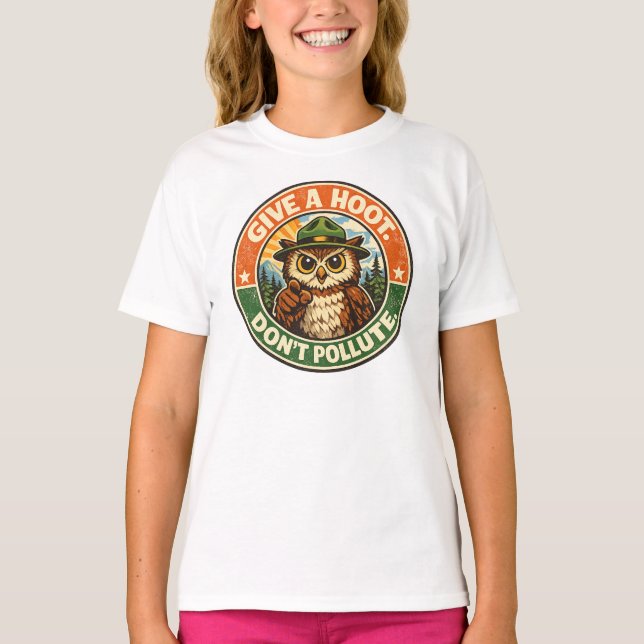 Ge En Hoot Förorena Inte Ugglor T Shirt (Framsida)