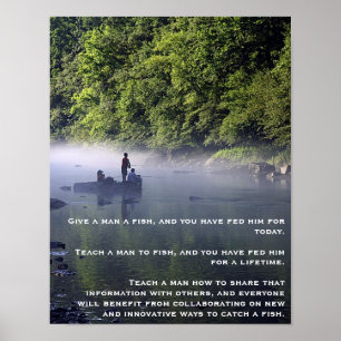 Ge en man en fisk poster