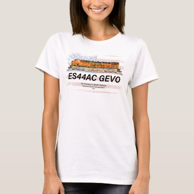 GE ES44AC GEVO-lokomotiv och amerikansk flagga T Shirt (Framsida)