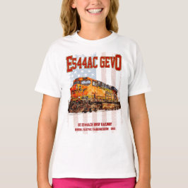 GE ES44AC GEVO-lokomotiv och amerikansk flagga T Shirt