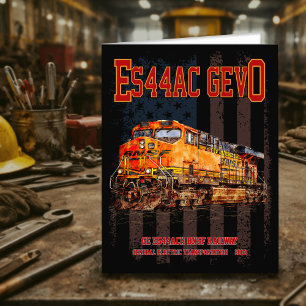 GE ES44AC GEVO-lokomotiv och amerikansk flagga Tack Kort