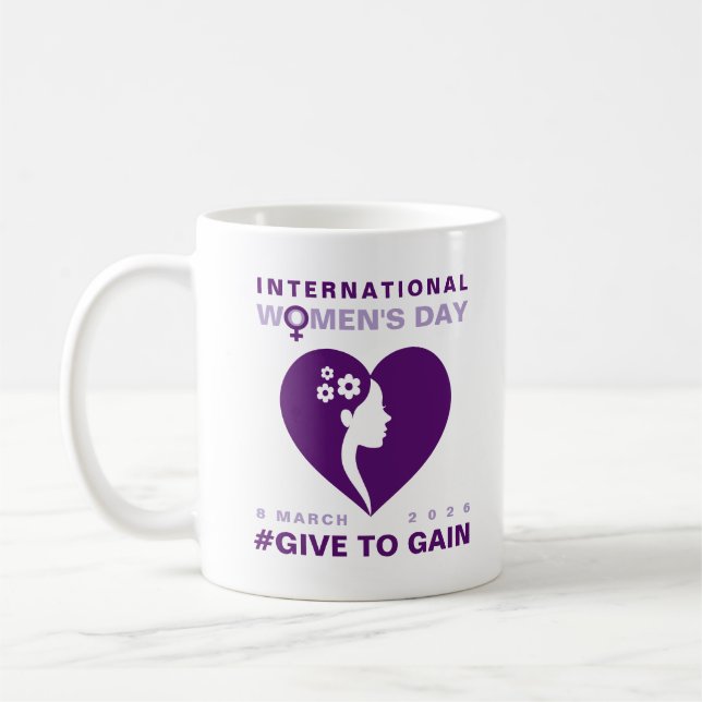 Ge för att vinna internationella kvinnodagen 2026 kaffemugg (Vänster)