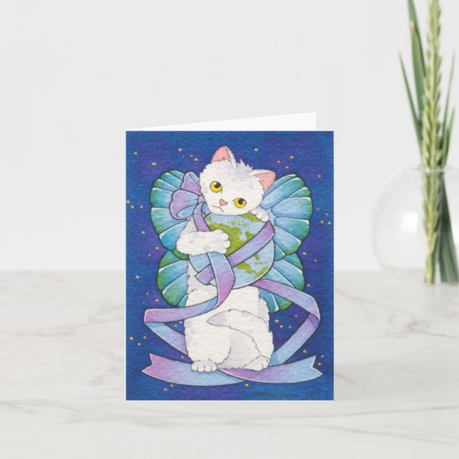 Ge fred en riskera Notecard Moussart Kort (Framsida)