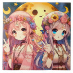Ge Fredsteckenet Anime Girl Hippie Måne Girls Kakelplatta<br><div class="desc">Du tittar på Lee Hiller Photography Art and Design Collection of Home and Office Decor,  Apparel,  Gifts and Collectibles. Bland designerna finns Lee Hiller Photography och Mixed Media Digital Art Collection http://LeeHiller.com</div>
