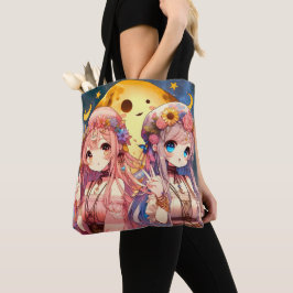 Ge Fredsteckenet Anime Girl Hippie Måne Girls Tygkasse