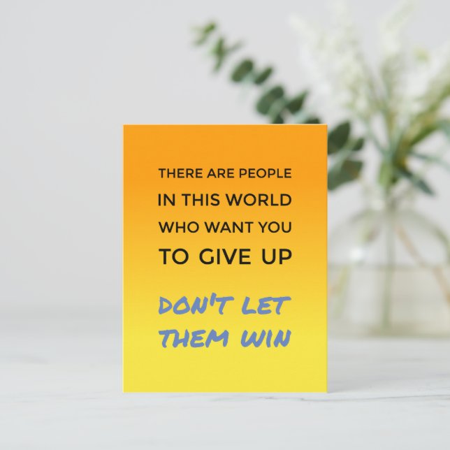 Ge ge ett inspirationstecken för positiv attityd vykort (Stående Fram)