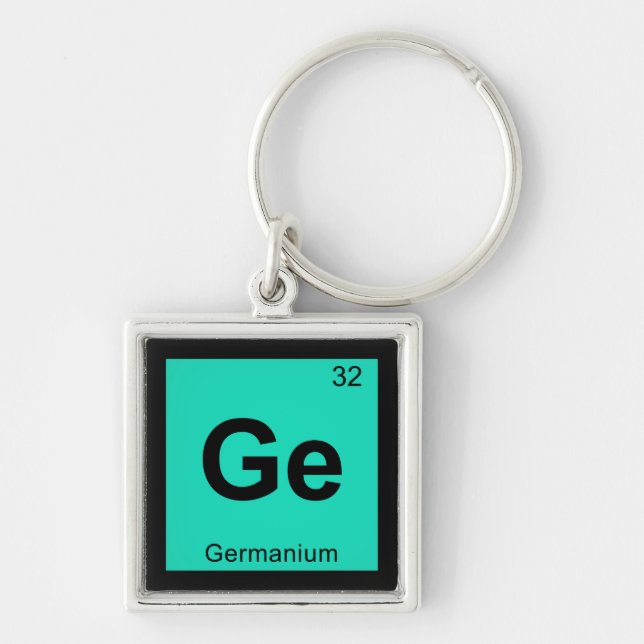 Ge - Germanium kemi Periodiska systemet Symbol Fyrkantig Silverfärgad Nyckelring (Framsidan)