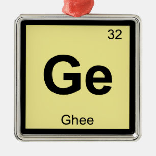Ge - Ghee Smör Kemi Periodiska Systemet Symbol Julgransprydnad Metall