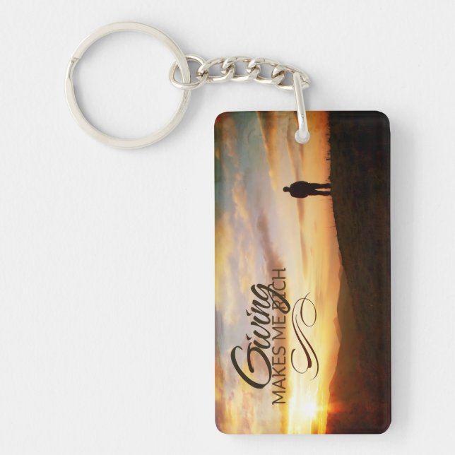 "Ge gör mig rik" - bekräftelse av motivation Nyckelring (Framsidan)