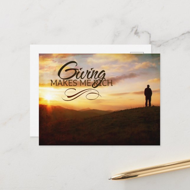 "Ge gör mig rik" - bekräftelse av motivation Vykort (Fram/Back In Situ)