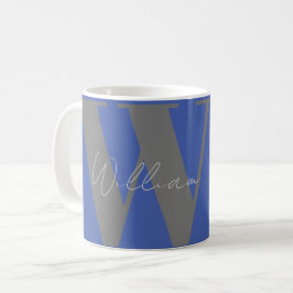 ge honom Monogram namn blue grått snyggt mugg kopp