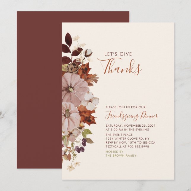 Ge höst/höst-vänner/ge middag inbjudningar (Fram/baksida)