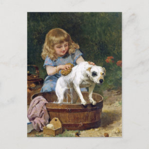 Ge Hund ett Bath - Vintage Hund Postcard Vykort
