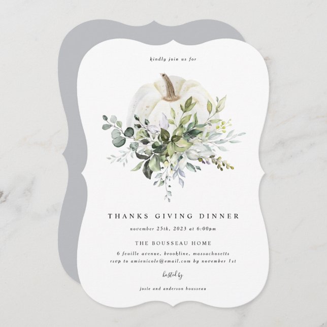 Ge inbjudan till Eucalyptus Pumpkin - tack (Fram/baksida)