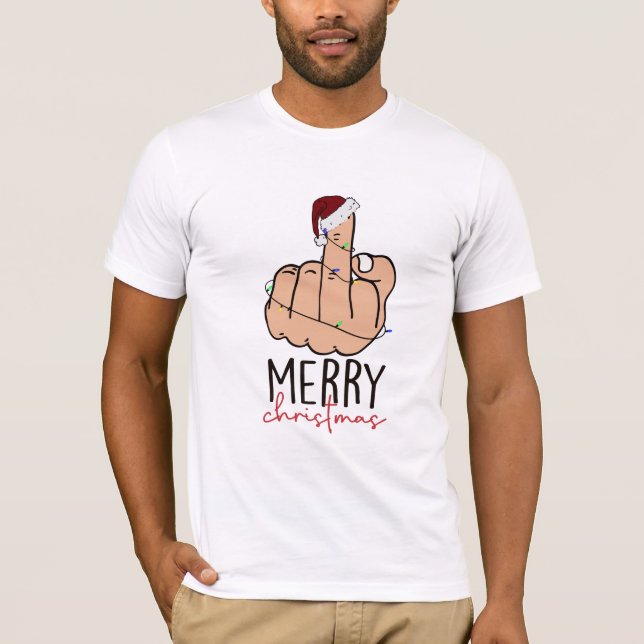 Ge julen i Finger Santa Hat T Shirt (Framsida)