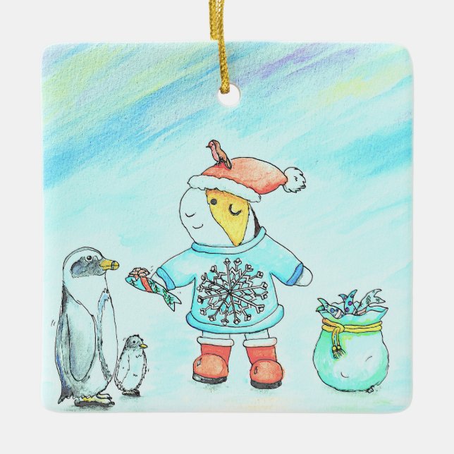 Ge julklappar i Guinea Gris Julgransprydnad Keramik (Framsida)