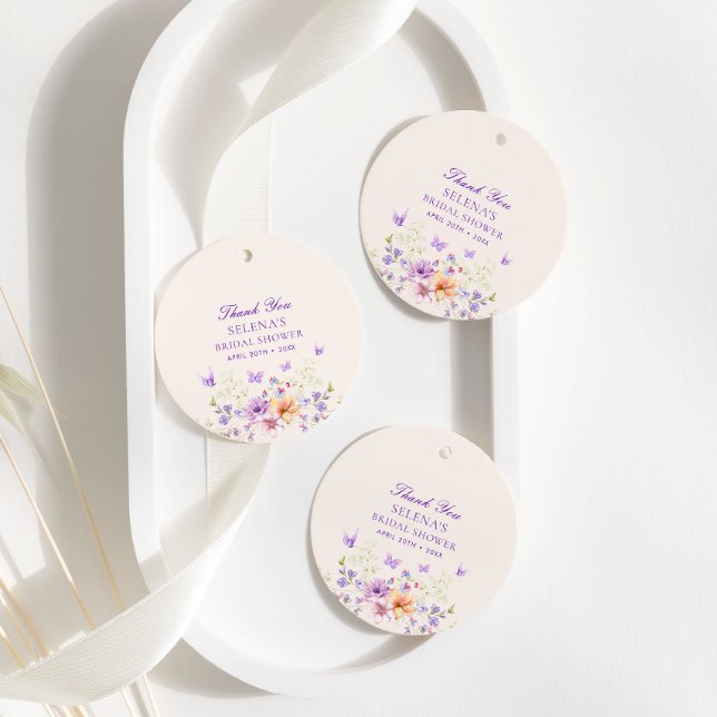 Ge Lila Butterflies Tack Möhippa Showe Gåvor Etiketter (Skapare uppladdad)