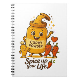 Ge Livet Krydda! Söt Currypulver Maskot Design Anteckningsbok