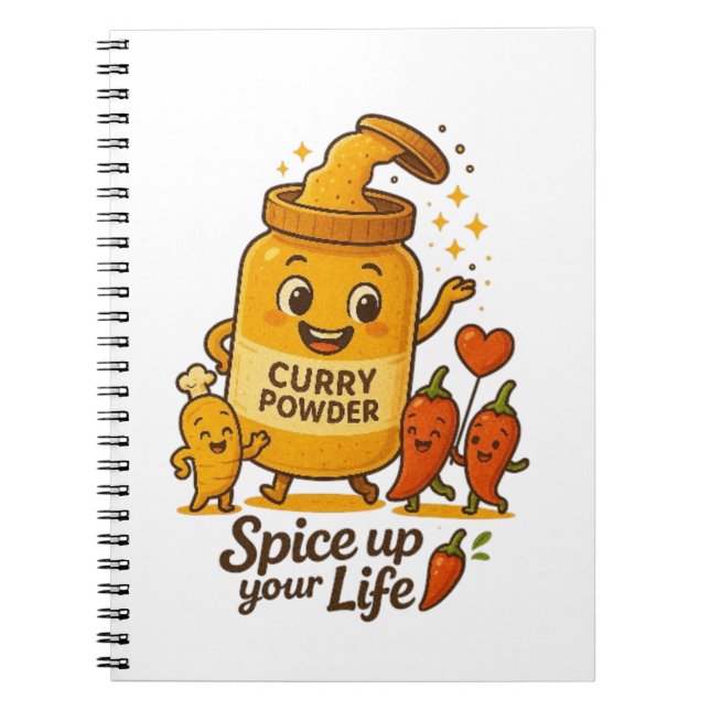 Ge Livet Krydda! Söt Currypulver Maskot Design Anteckningsbok (Framsidan)