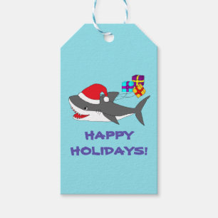 Ge märkre med söt Helgdag Shark Presentetikett