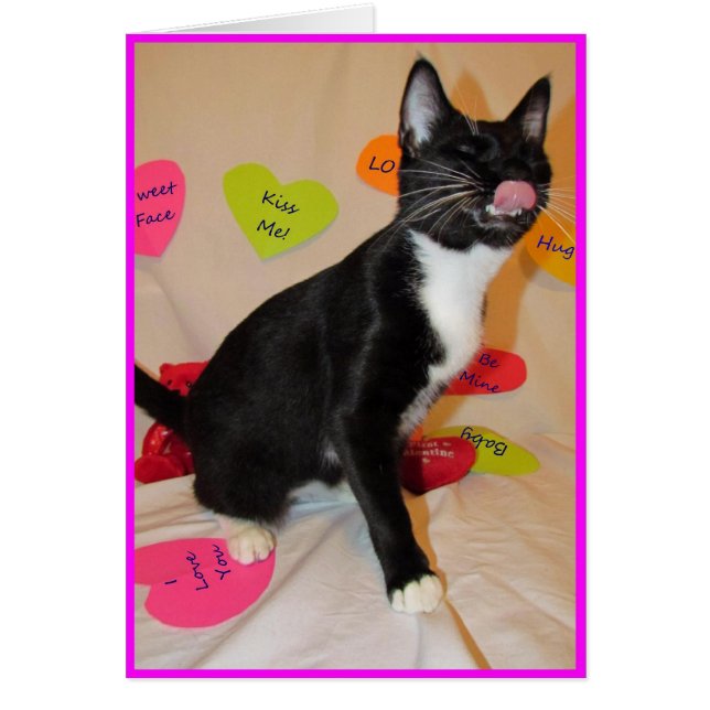Ge Me A Big Kiss - Kat Valentine Day Card Hälsningskort (Framsidan)