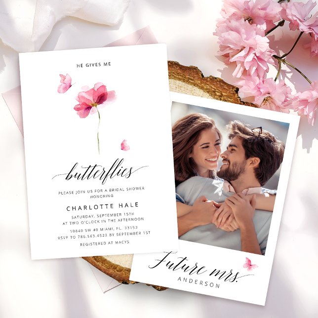 Ge Me Butterflies Blommigt Möhippa Inbjudningar (Skapare uppladdad)