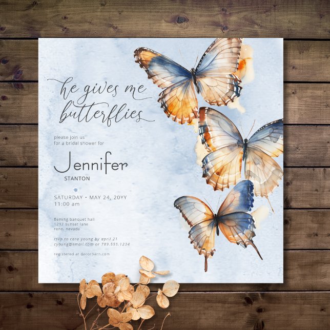 Ge Me Butterflies Blue Möhippa Inbjudningar (Skapare uppladdad)