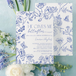 Ge Me Butterflies Blue Vintage Möhippa Inbjudningar