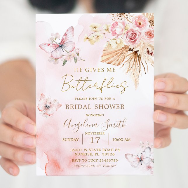 Ge Me Butterflies Boho Möhippa Inbjudningar (Skapare uppladdad)