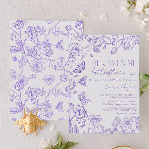 Ge Me Butterflies Lavender Vintage Shower Inbjudningar