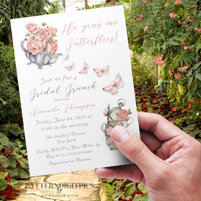 Ge Me Butterflies Magic Tea Blommigt Shower Inbjudningar (Skapare uppladdad)