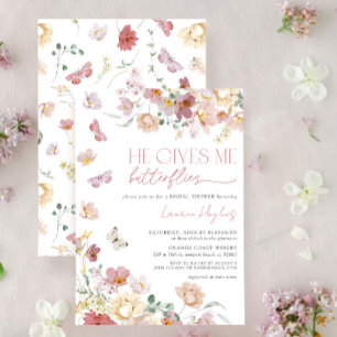 Ge Me Butterflies Rosa Blommigt Möhippa Inbjudningar