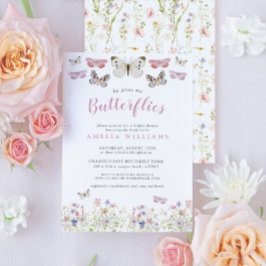 Ge Me Butterflies Rosa Blommigt Möhippa Inbjudningar