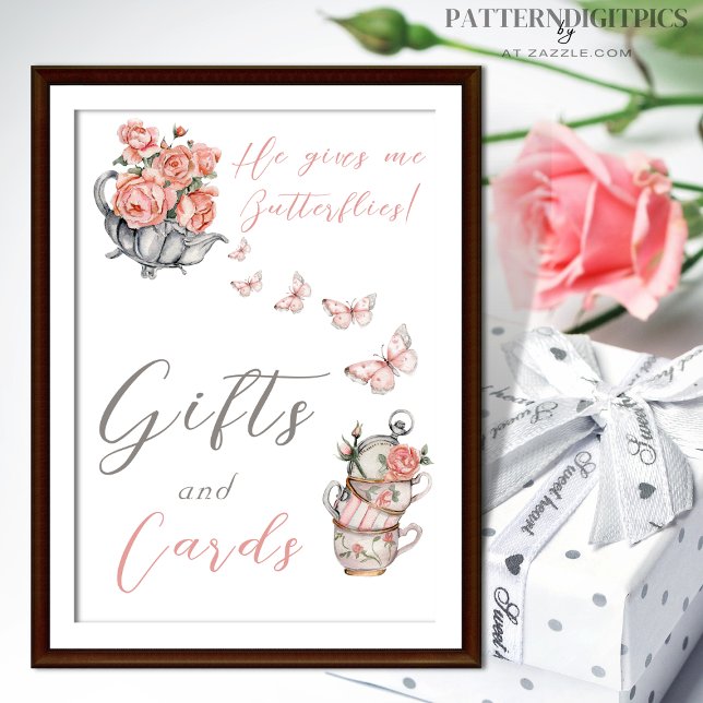 Ge Me Butterflies  Rosa Tea Blommigt Gifts Poster (Skapare uppladdad)