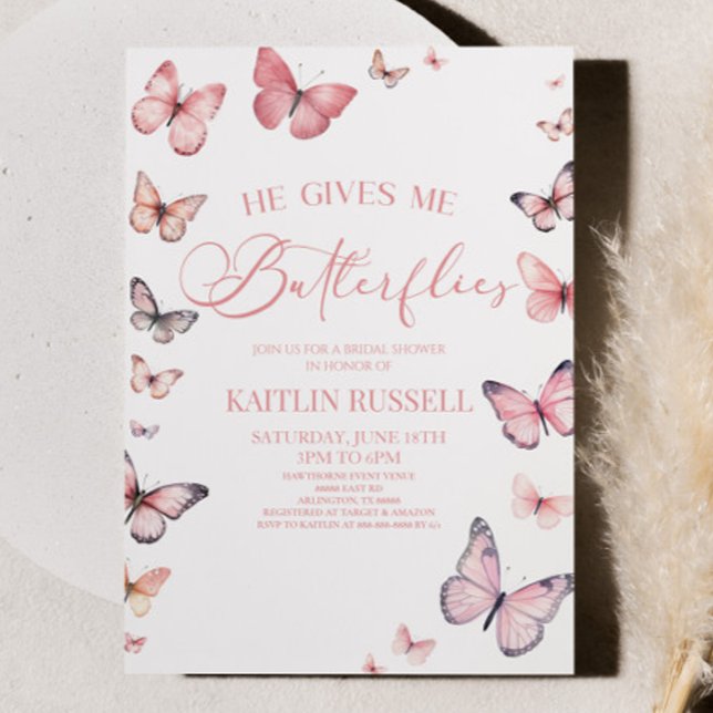 Ge Me Butterflies Soft Rosa Möhippa Inbjudningar (Skapare uppladdad)