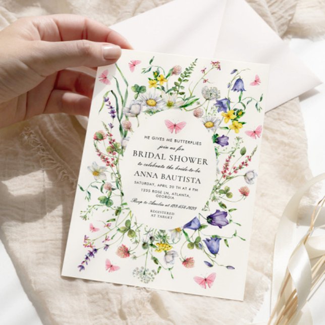 Ge Me Butterflies Söt Blommigt Möhippa Showe Inbjudningar (Skapare uppladdad)