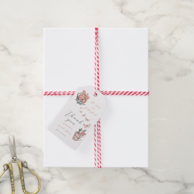 Ge Me Butterflies Tea Blommigt Shower Favor Presentetikett (Med Snöre)