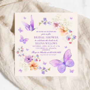 Ge Me Butterflies Watercolor Möhippa Inbjudningar