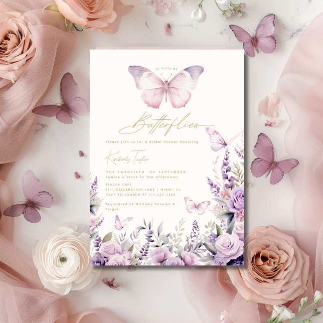 Ge Me Butterflies Wildblomme Möhippa Inbjudningar (He Gives Me Butterflies Wildflowers Bridal Shower Invitation)