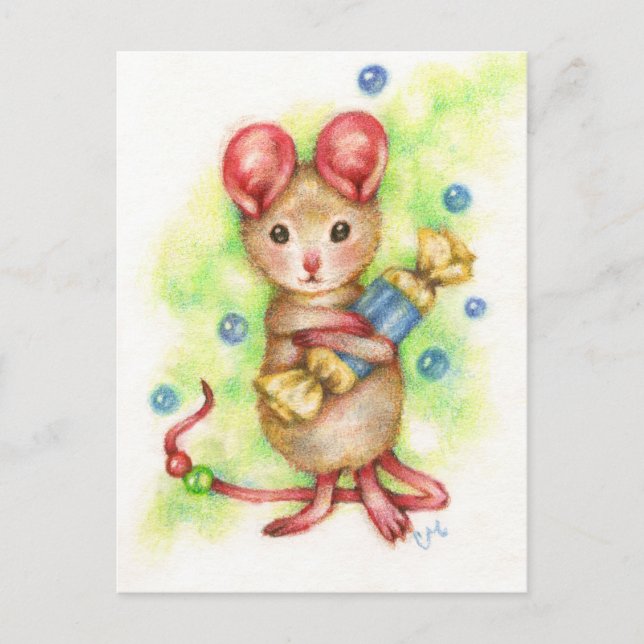 Ge Me Candy - Cute Mouse Art Postcard Vykort (Framsida)