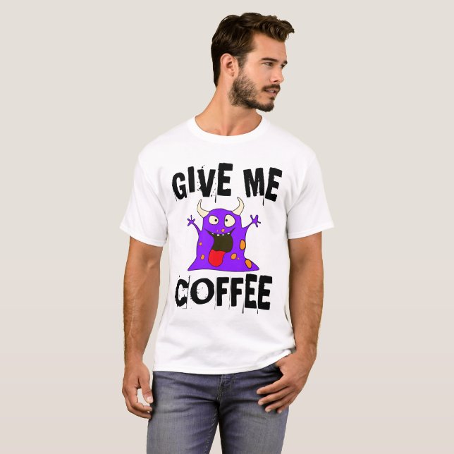 GE ME COFFEE Monster, Lusnyt T-shirts Tees (Hel framsida)