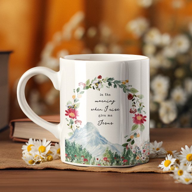 Ge Me Jesus | Mountain Wildblomma Monogram Kaffemugg (Skapare uppladdad)