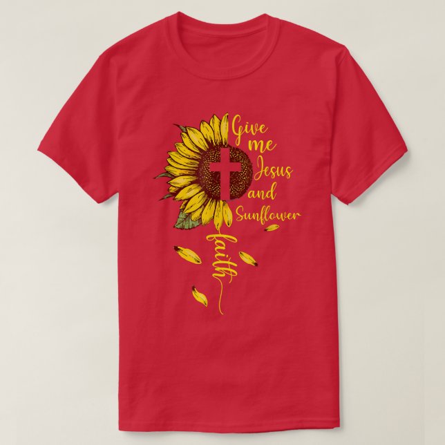 Ge Me Jesus och solblommor Christian Faith Jesus T Shirt (Design framsida)