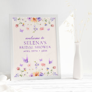 Ge Me Lila Butterflies Välkomsttecken Poster