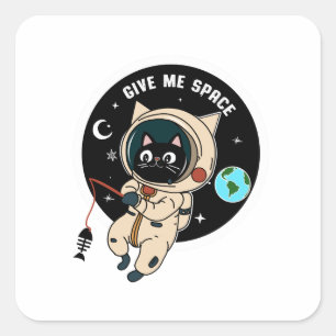 Ge Me Space Funny Astronaut Cat Fyrkantigt Klistermärke