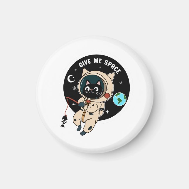 Ge Me Space Funny Astronaut Cat Magnet (Framsidan)