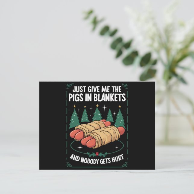 Ge Mig Bare Piggs In Filtar Rolig Julfest Helg Vykort (Stående Fram)