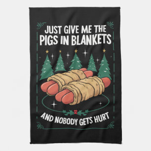 Ge Mig Bare Smågrisar I Filten Rolig Julfest Kökshandduk
