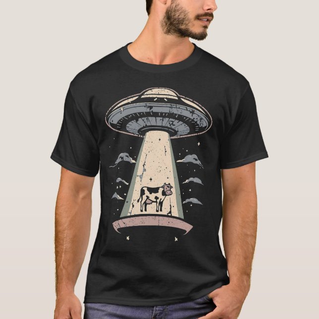 Ge mig, Bessie! Funny Alien och Cow T Shirt (Framsida)