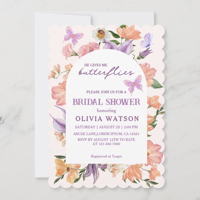 Ge mig Butterflies Möhippa Inbjudningar (Framsida)